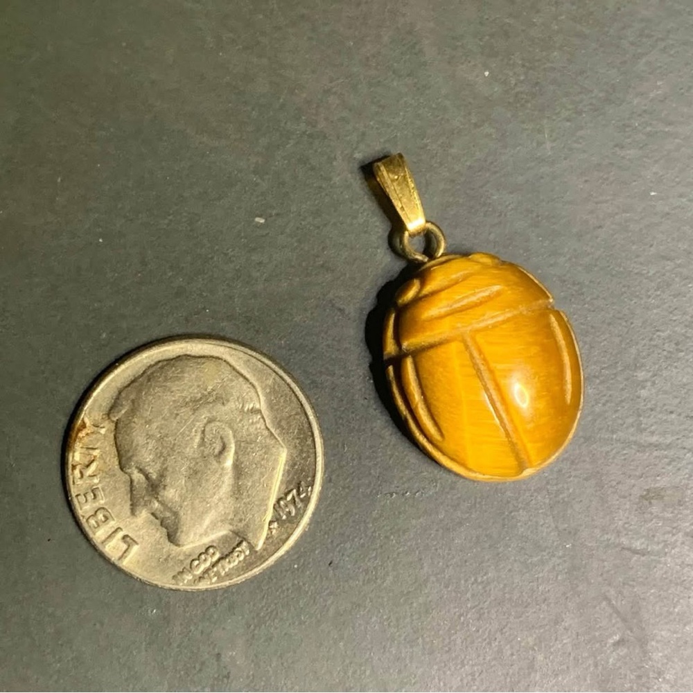 VTG Crystal Scarab Tiger Eye Pendant